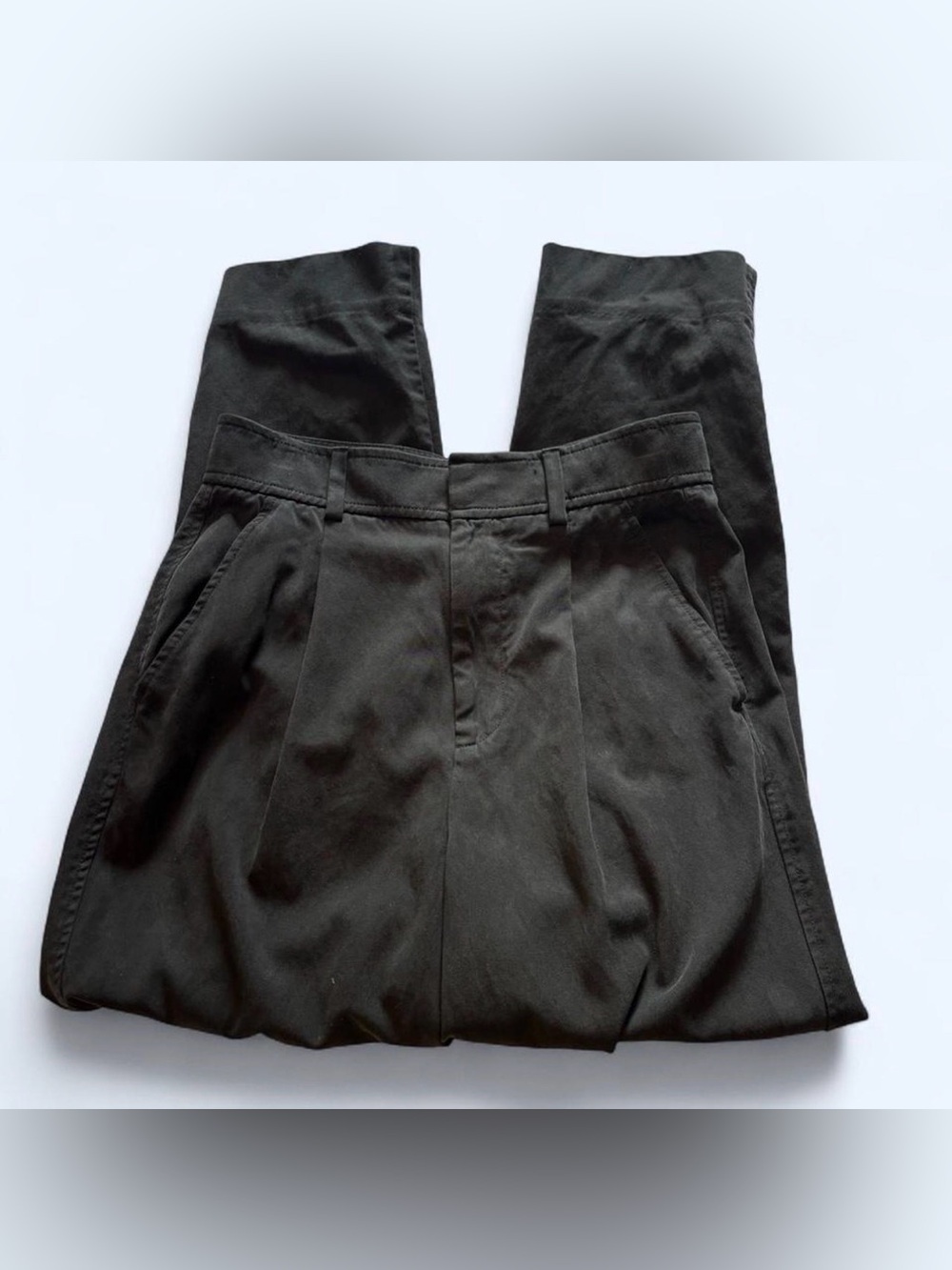 Everlane Way High Draper Tapered Trouser Pant Pleated Sz 2 Tencel Cotton Black